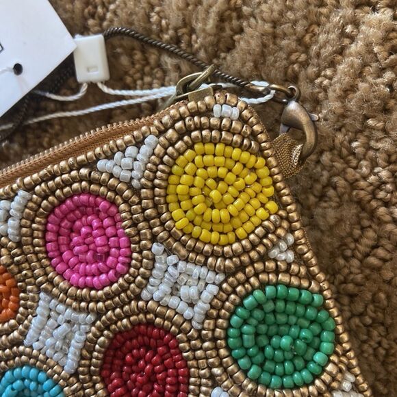 NWT DAVID JEFFERY BEADED SHOULDER BAG PURSE MULTICOLORED - Picture 6 of 6